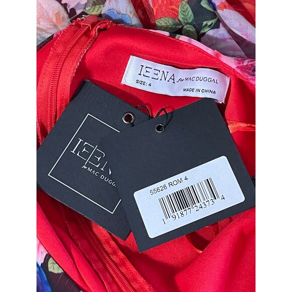 Mac Duggal NEW Size 4 Multicolor Floral Print Front Tie Midi Dress 55626 - Picture 7 of 8